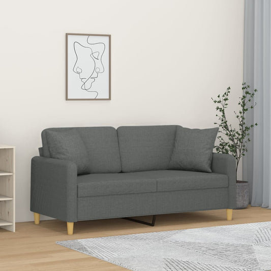 2-Sitzer-Sofa mit Zierkissen Dunkelgrau 140 cm Stoff - Pazzar.ch