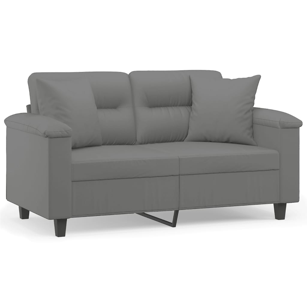 2-Sitzer-Sofa mit Kissen Dunkelgrau 120 cm Mikrofasergewebe - Pazzar.ch