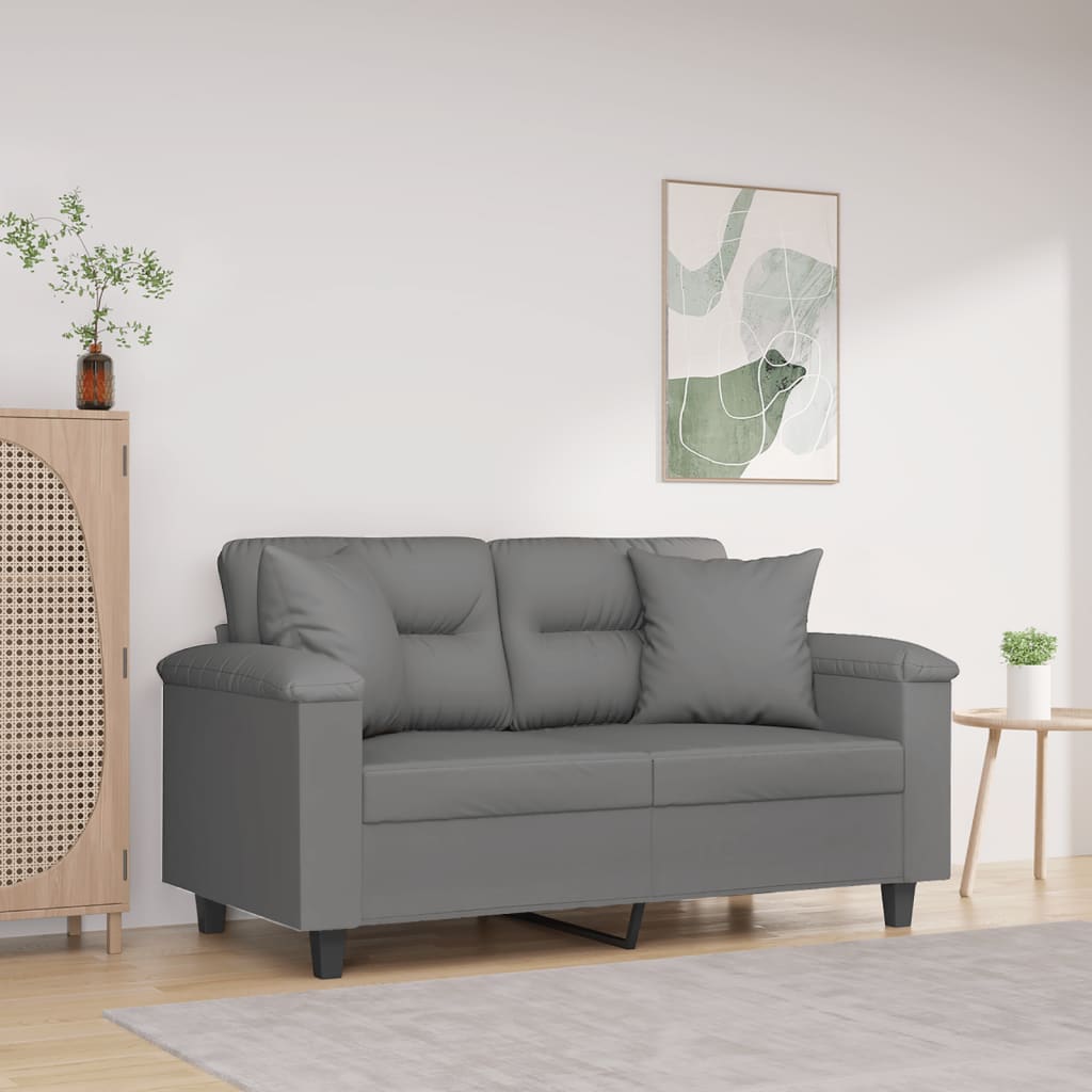 2-Sitzer-Sofa mit Kissen Dunkelgrau 120 cm Mikrofasergewebe - Pazzar.ch