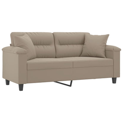 2-Sitzer-Sofa mit Kissen Taupe 140 cm Mikrofasergewebe - Pazzar.ch