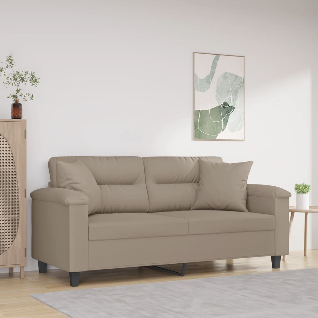 2-Sitzer-Sofa mit Kissen Taupe 140 cm Mikrofasergewebe - Pazzar.ch