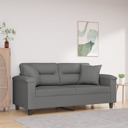 2-Sitzer-Sofa mit Kissen Dunkelgrau 140 cm Mikrofasergewebe - Pazzar.ch