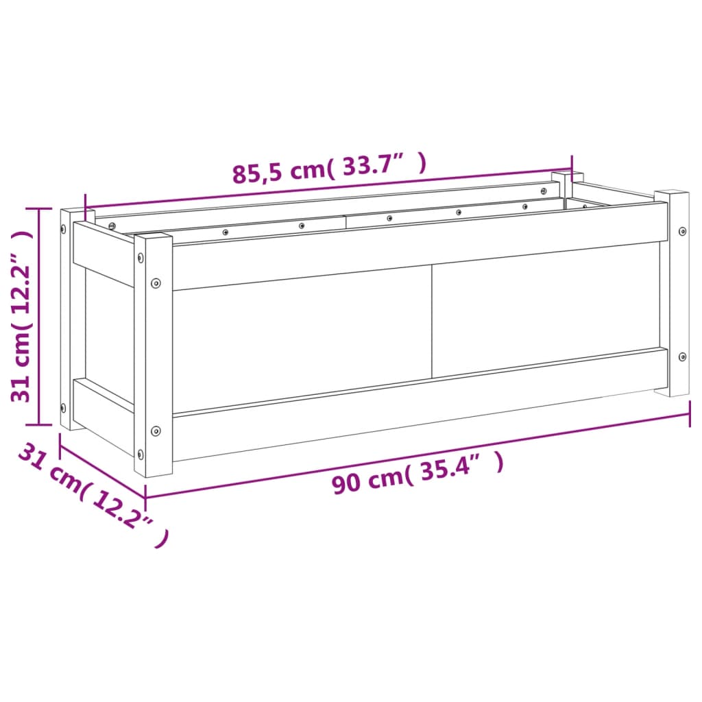 Pflanzkübel Weiß 90x31x31 cm Massivholz Kiefer - Pazzar.ch
