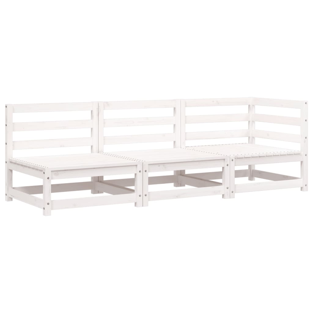 Gartensofa 3-Sitzer Weiß Massivholz Kiefer - Pazzar.ch
