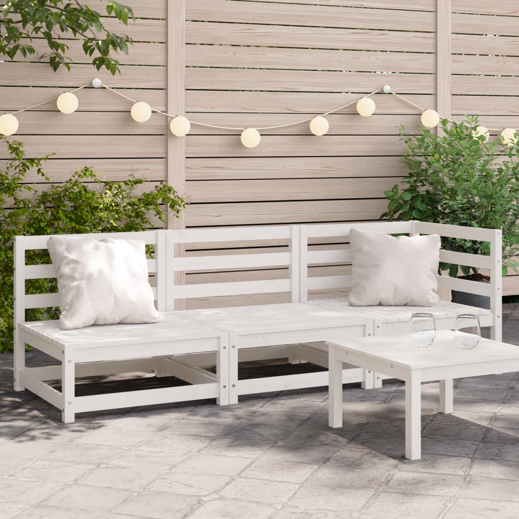 Gartensofa 3-Sitzer Weiß Massivholz Kiefer - Pazzar.ch