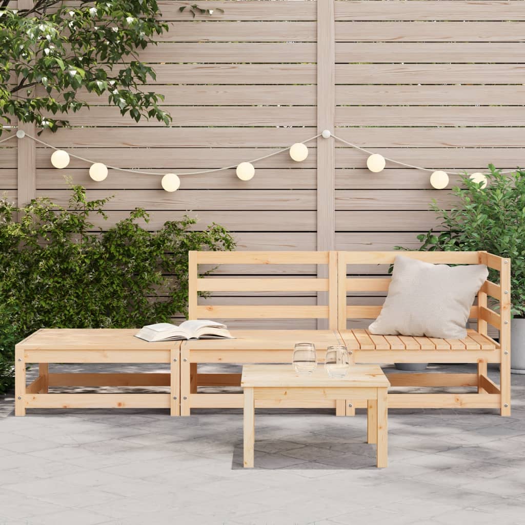 Gartensofa mit Fußhocker 2-Sitzer Massivholz Kiefer - Pazzar.ch