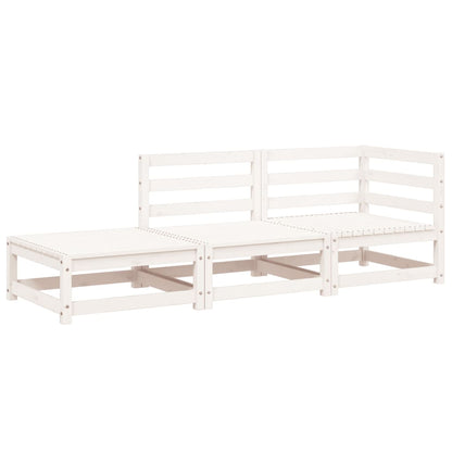 Gartensofa mit Hocker 2-Sitzer Weiß Massivholz Kiefer - Pazzar.ch