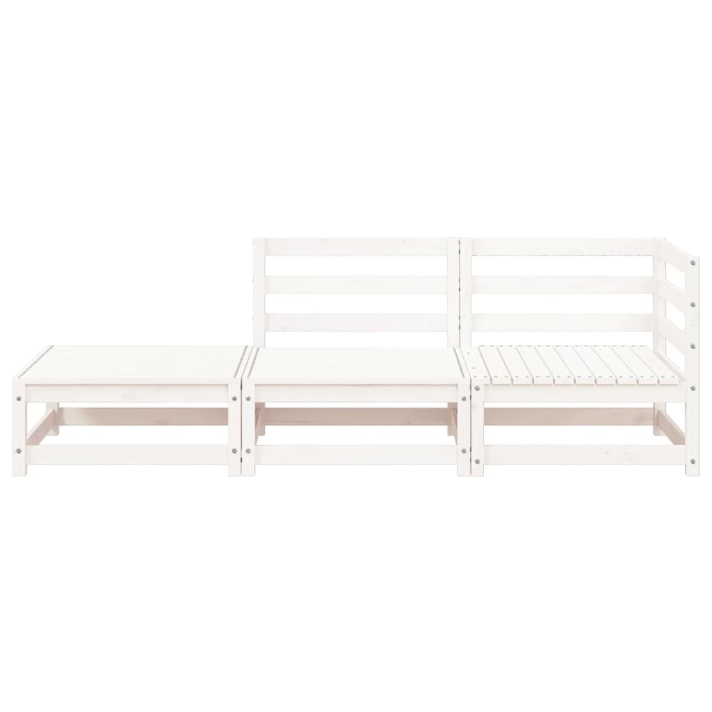 Gartensofa mit Hocker 2-Sitzer Weiß Massivholz Kiefer - Pazzar.ch
