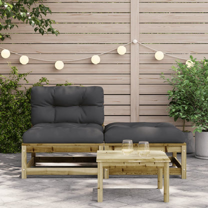 Gartensofa ohne Armlehnen mit Kissen und Hocker - Pazzar.ch