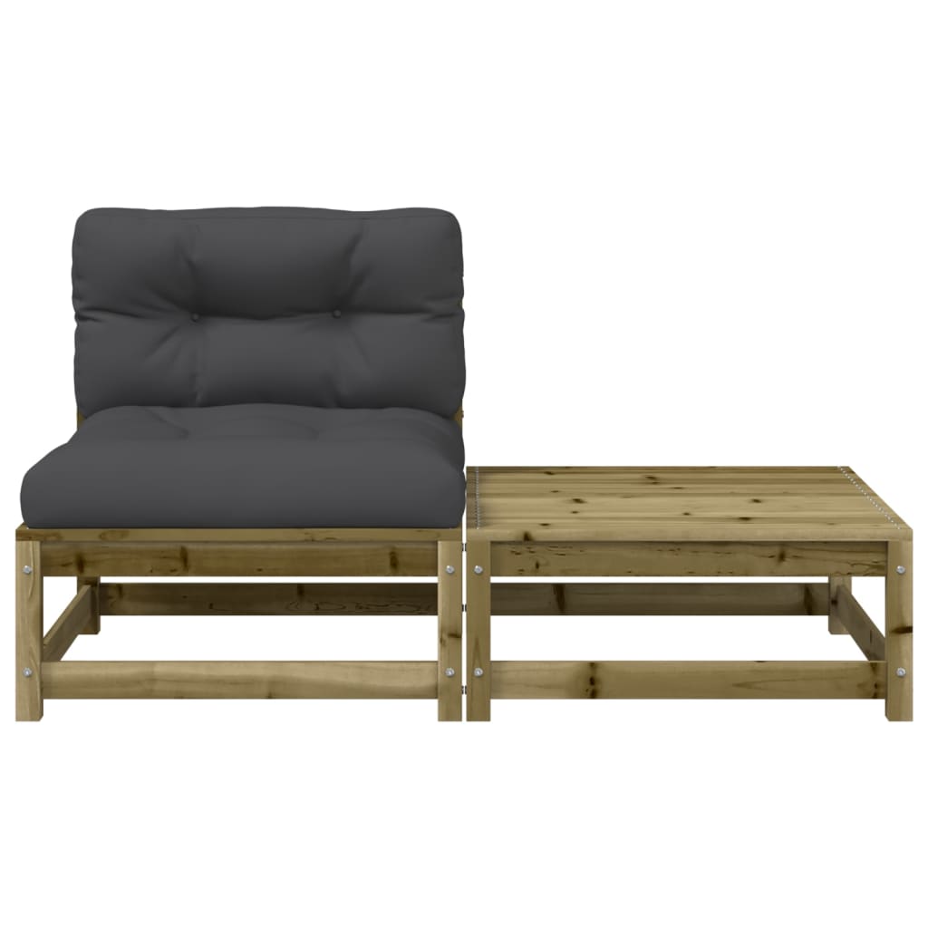 Gartensofa ohne Armlehnen mit Kissen und Hocker - Pazzar.ch