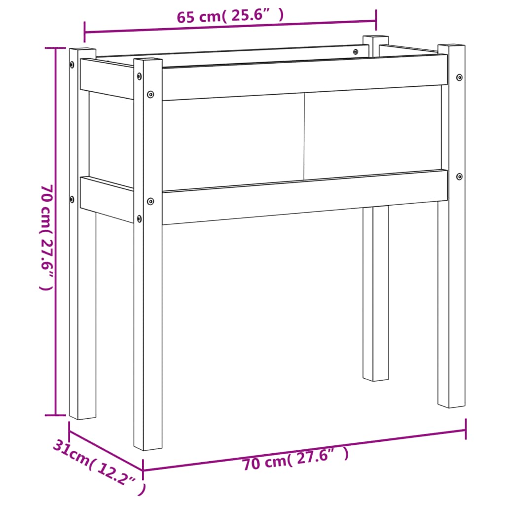 Pflanzkübel mit Beinen 70x31x70 cm Massivholz Douglasie - Pazzar.ch