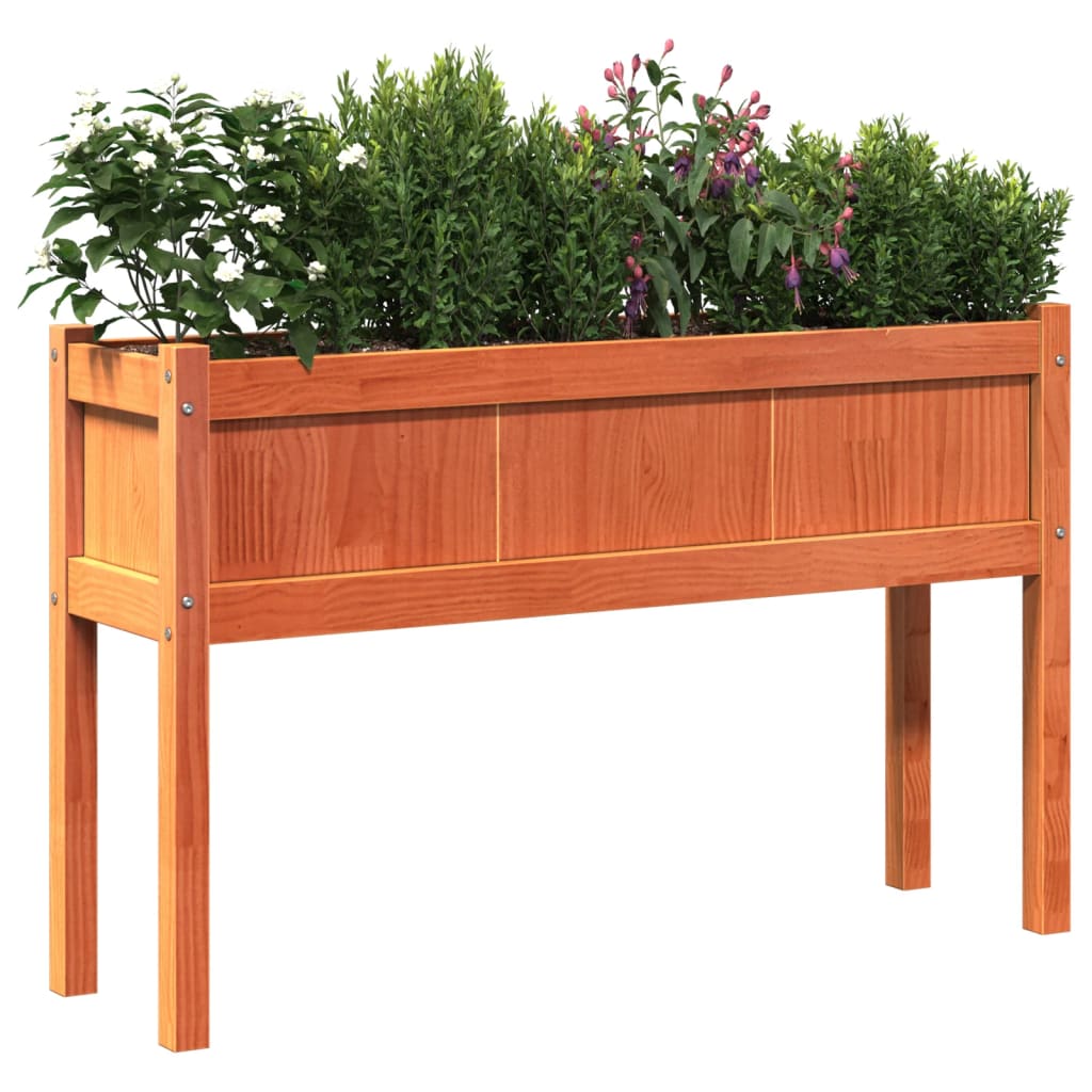 Pflanzkübel mit Beinen Wachsbraun 110x31x70cm Massivholz Kiefer - Pazzar.ch
