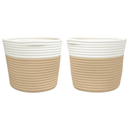 Aufbewahrungskörbe 2 Stk. Beige und Weiß Ø24x18 cm Baumwolle - Pazzar.ch