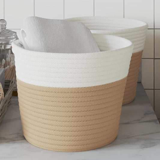 Aufbewahrungskörbe 2 Stk. Beige und Weiß Ø24x18 cm Baumwolle - Pazzar.ch