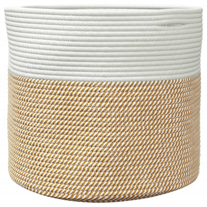 Aufbewahrungskorb Braun und Weiß Ø40x35 cm Baumwolle - Pazzar.ch