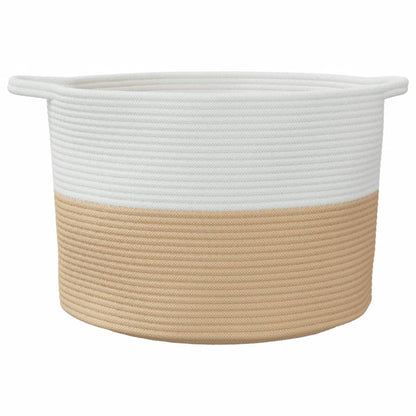 Wäschekorb Beige und Weiß Ø55x36 cm Baumwolle - Pazzar.ch