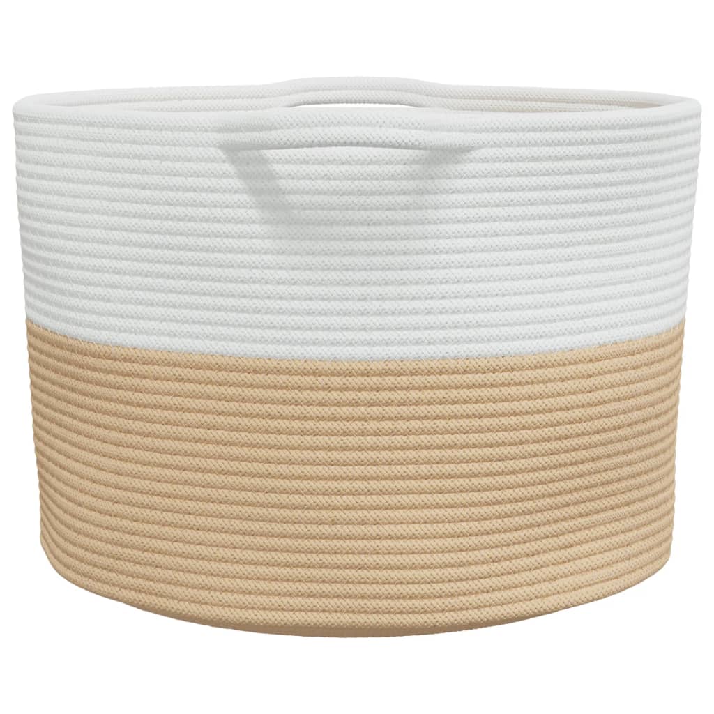 Wäschekorb Beige und Weiß Ø55x36 cm Baumwolle - Pazzar.ch