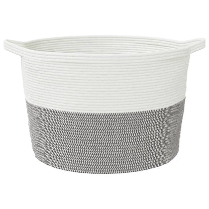 Wäschekorb Grau und Weiß Ø60x36 cm Baumwolle - Pazzar.ch