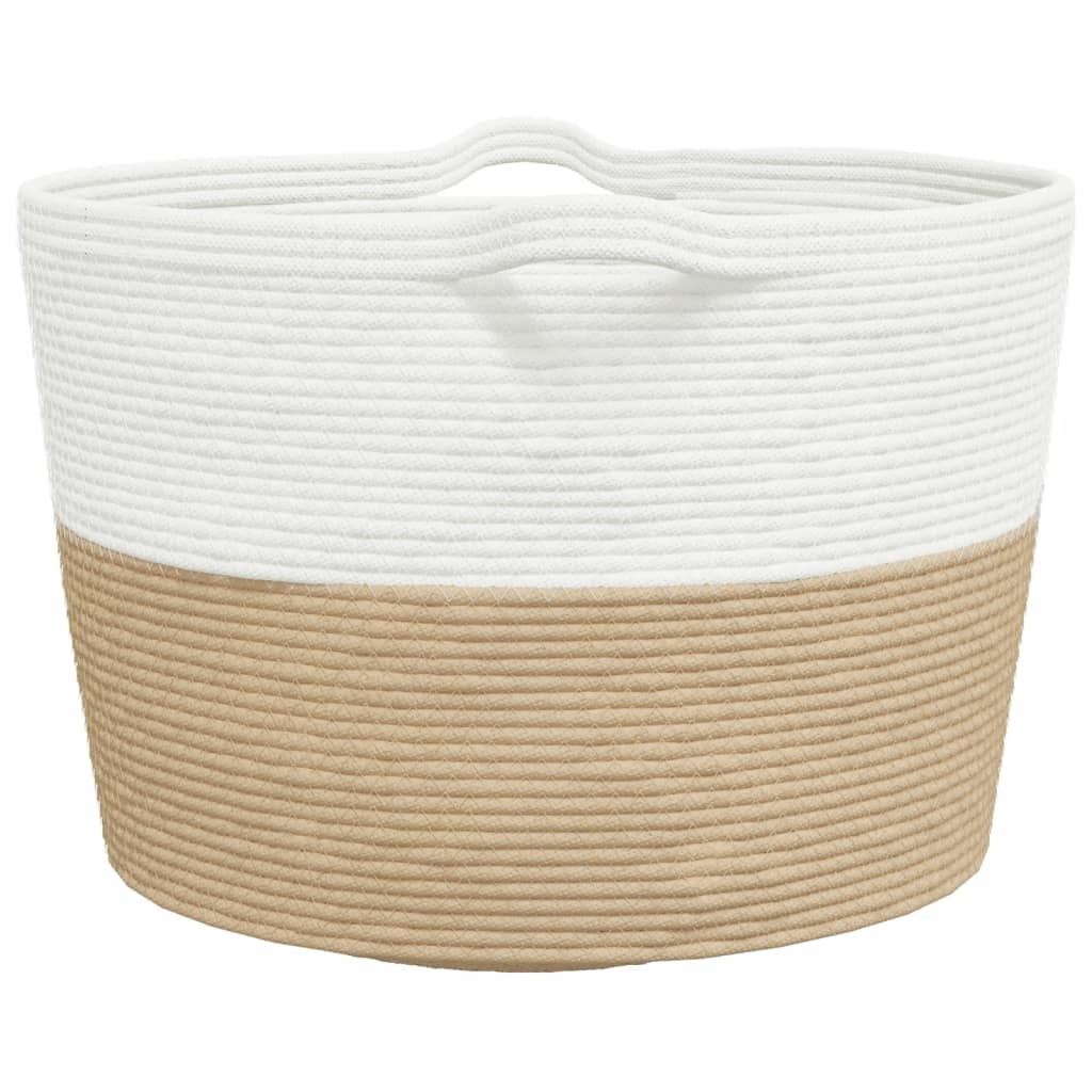 Wäschekorb Beige und Weiß Ø60x36 cm Baumwolle - Pazzar.ch