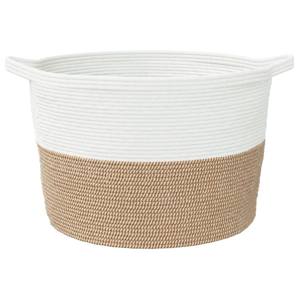 Wäschekorb Braun und Weiß Ø60x36 cm Baumwolle - Pazzar.ch