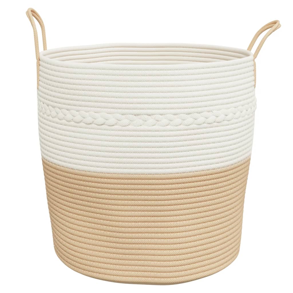 Aufbewahrungskorb Beige und Weiß Ø43x38 cm Baumwolle - Pazzar.ch