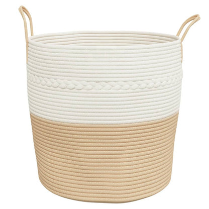 Aufbewahrungskorb Beige und Weiß Ø43x38 cm Baumwolle - Pazzar.ch