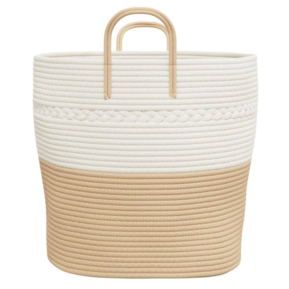 Aufbewahrungskorb Beige und Weiß Ø43x38 cm Baumwolle - Pazzar.ch