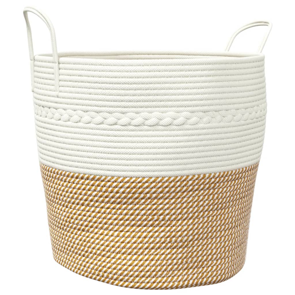 Aufbewahrungskorb Braun und Weiß Ø43x38 cm Baumwolle - Pazzar.ch