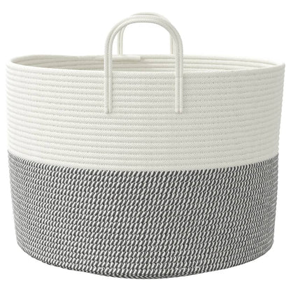 Aufbewahrungskorb Grau und Weiß Ø51x33 cm Baumwolle - Pazzar.ch