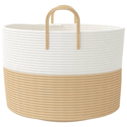 Aufbewahrungskorb Beige und Weiß Ø51x33 cm Baumwolle - Pazzar.ch