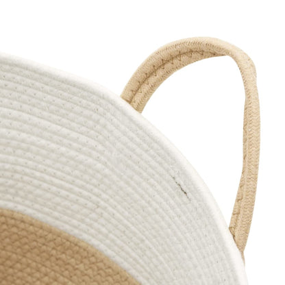 Aufbewahrungskorb Beige und Weiß Ø51x33 cm Baumwolle - Pazzar.ch
