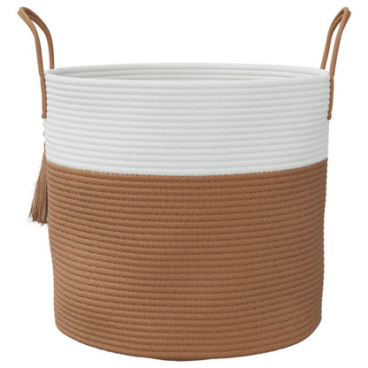 Aufbewahrungskorb Braun und Weiß Ø40x35 cm Baumwolle - Pazzar.ch