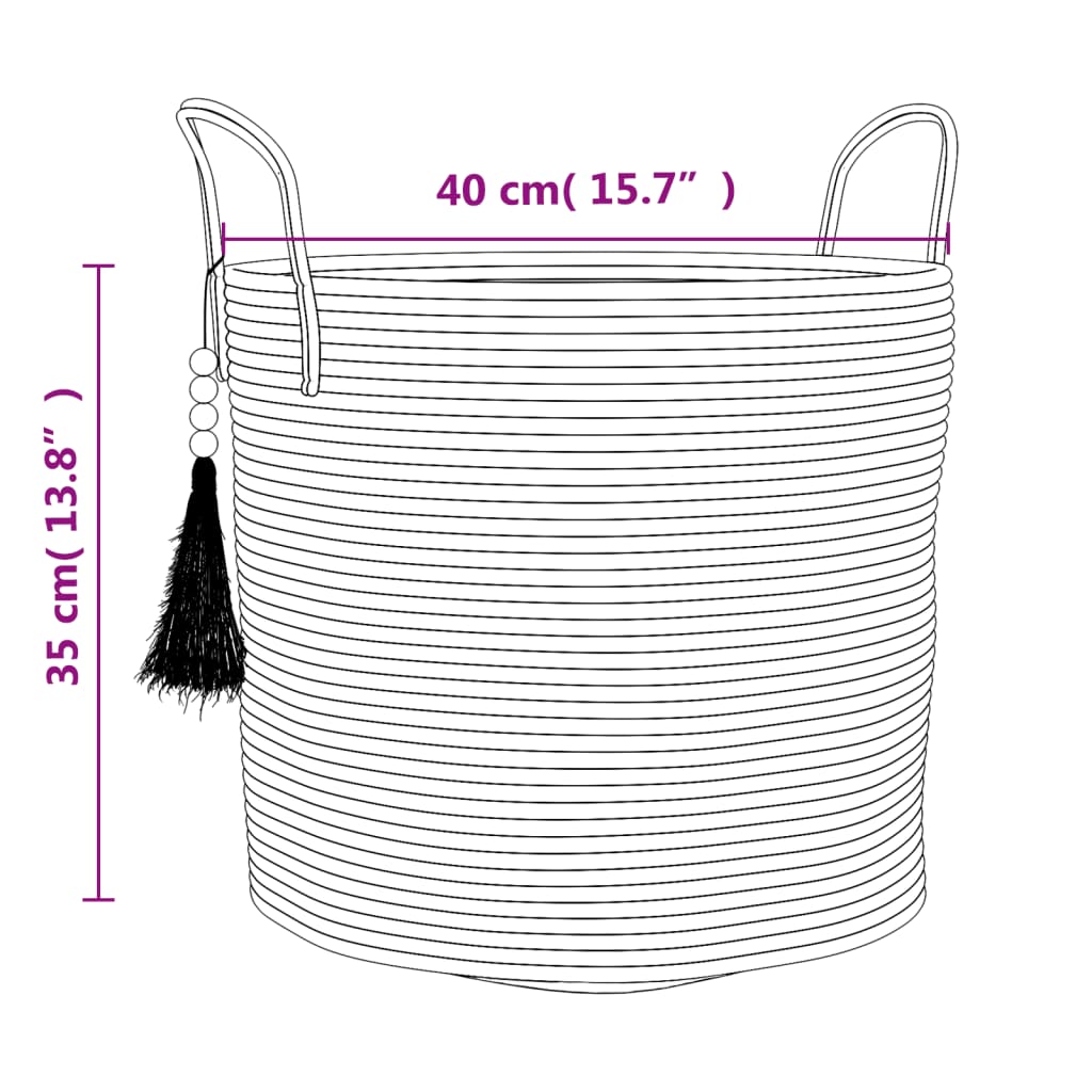 Aufbewahrungskorb Braun und Weiß Ø40x35 cm Baumwolle - Pazzar.ch