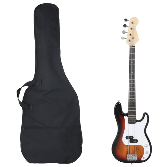 E-Bass für Anfänger mit Tasche Braun und Weiß 4/4 46" - Pazzar.ch