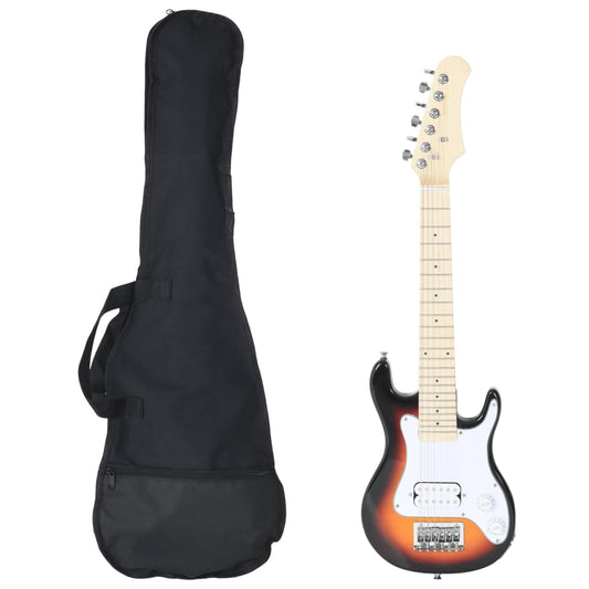 E-Gitarre für Kinder mit Tasche Braun und Weiß 3/4 30" - Pazzar.ch