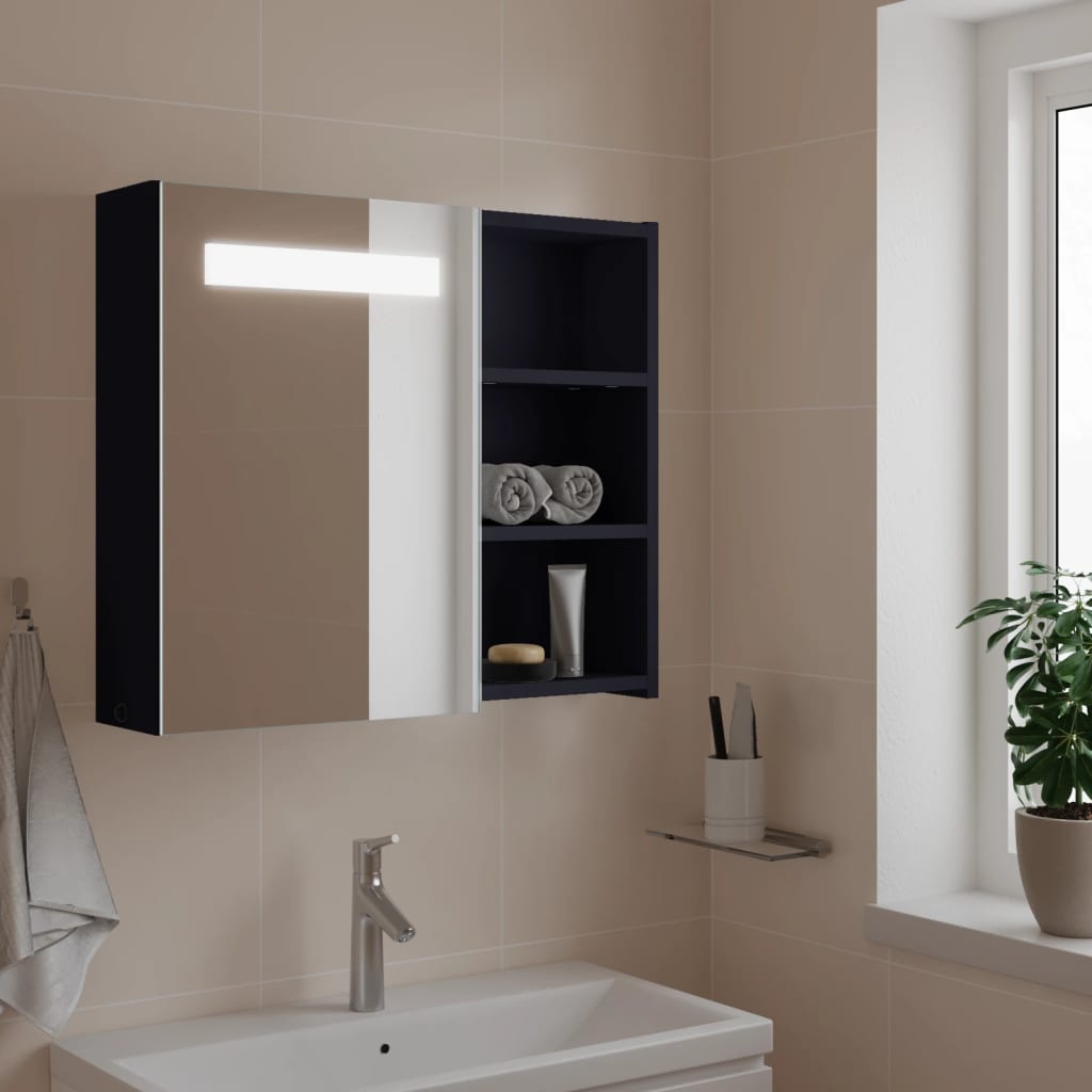 Spiegelschrank mit LED-Beleuchtung Grau 60x13x52 cm - Pazzar.ch