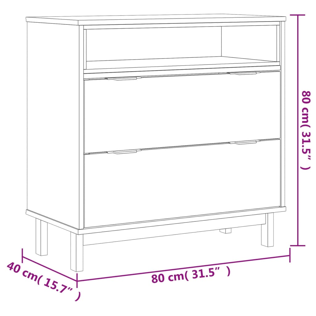Schubladenschrank FLAM 80x40x80 cm Massivholz Kiefer - Pazzar.ch