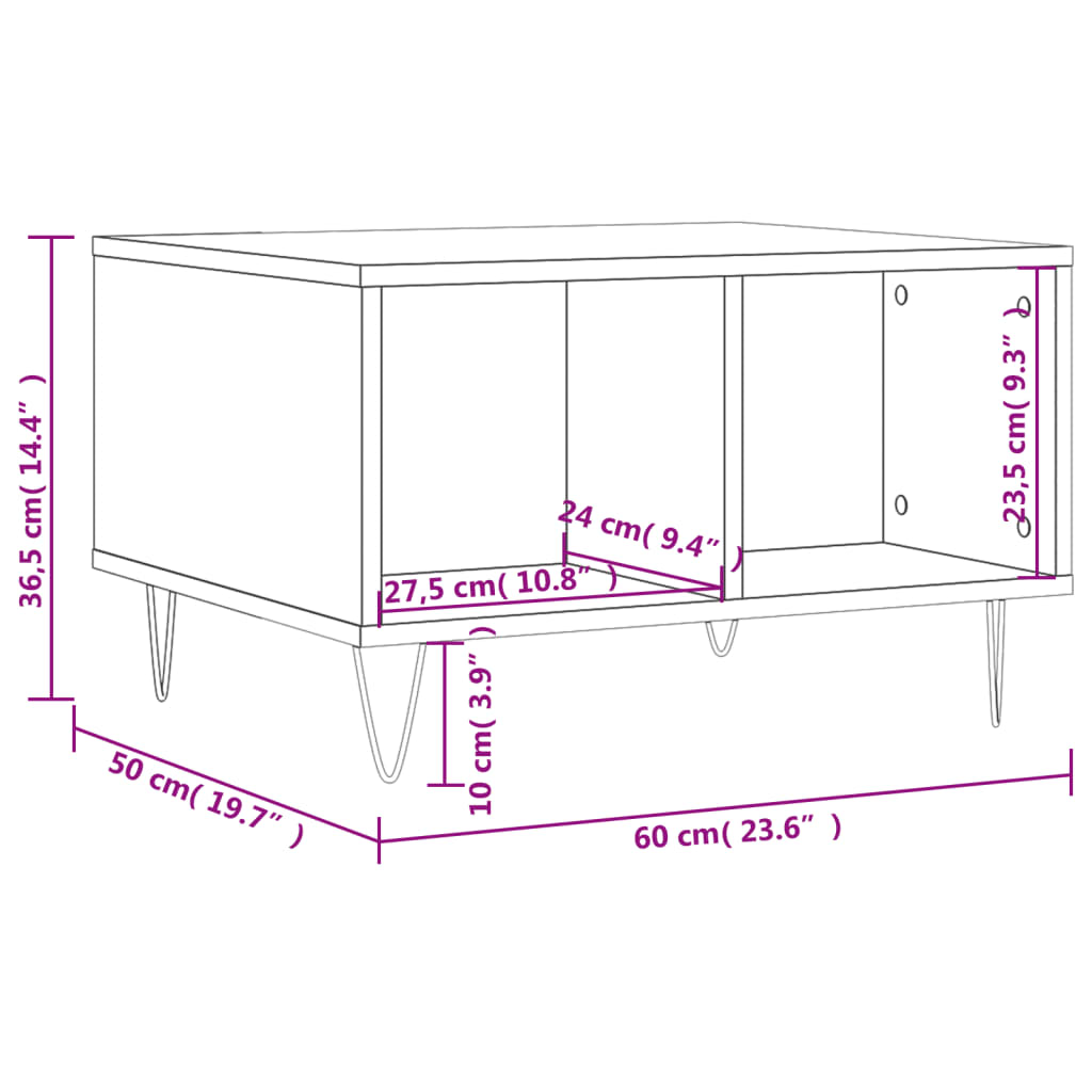 Couchtisch Schwarz 60x50x36,5 cm Holzwerkstoff - Pazzar.ch