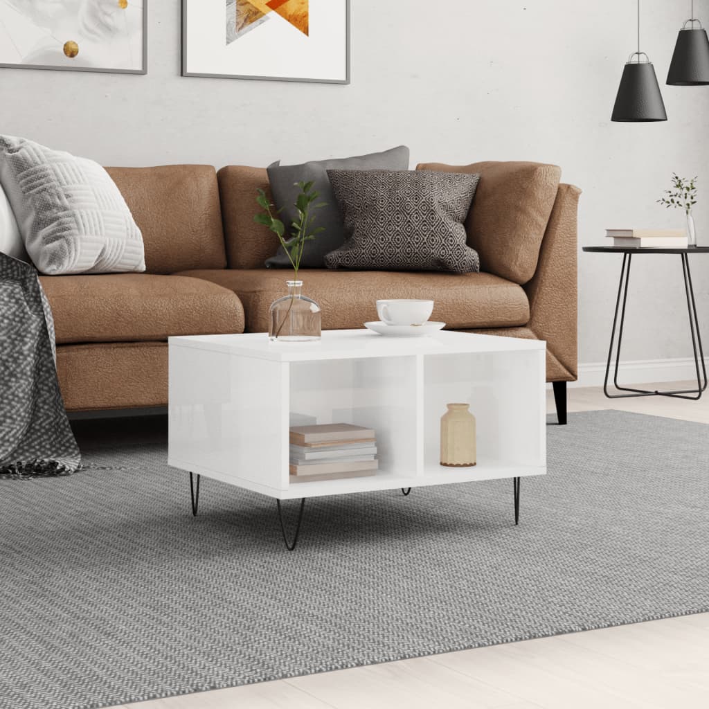 Couchtisch Hochglanz-Weiß 60x50x36,5 cm Holzwerkstoff - Pazzar.ch