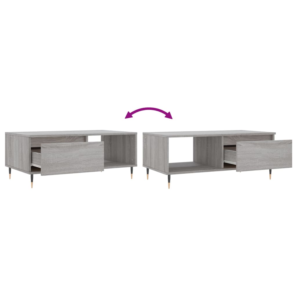 Couchtisch Grau Sonoma 90x50x36,5 cm Holzwerkstoff - Pazzar.ch