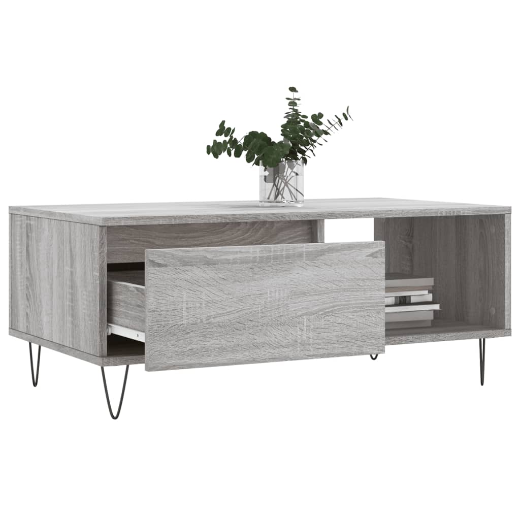Couchtisch Grau Sonoma 90x50x36,5 cm Holzwerkstoff - Pazzar.ch