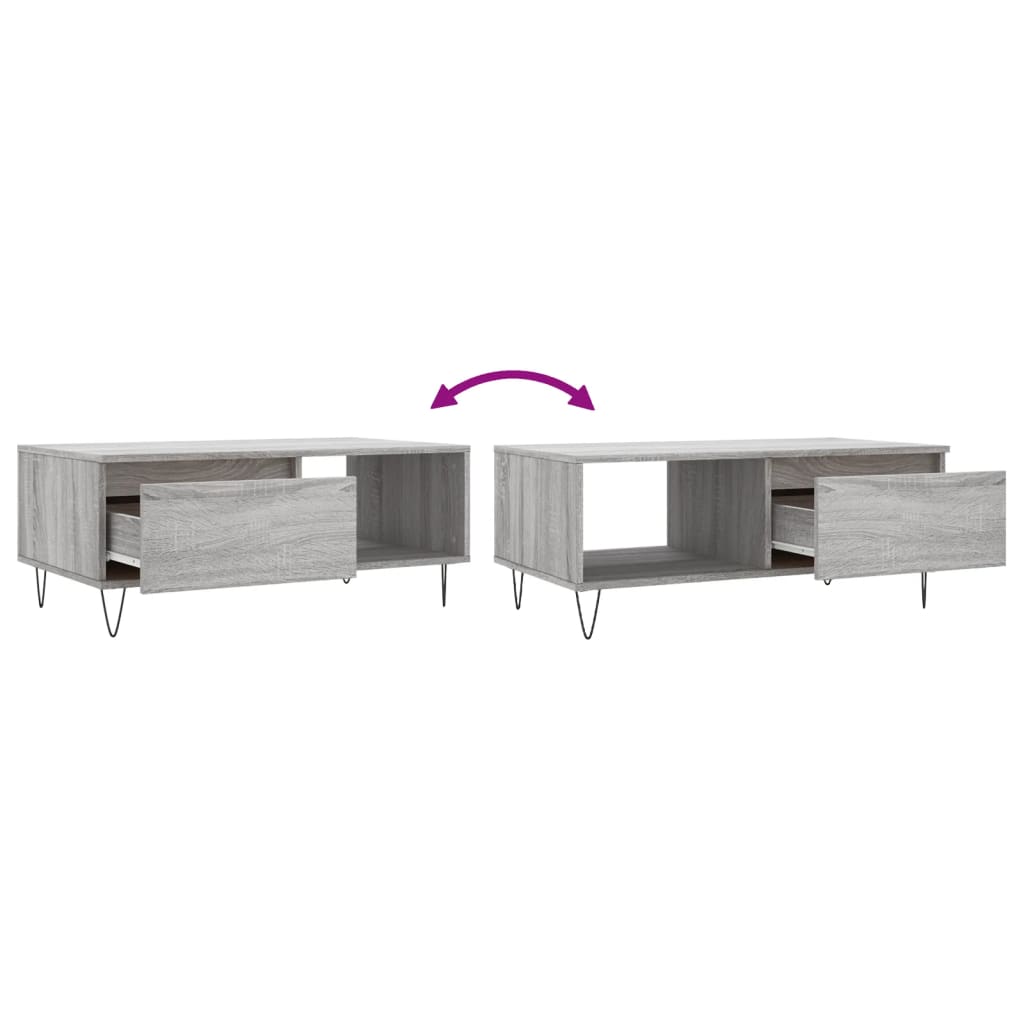 Couchtisch Grau Sonoma 90x50x36,5 cm Holzwerkstoff - Pazzar.ch