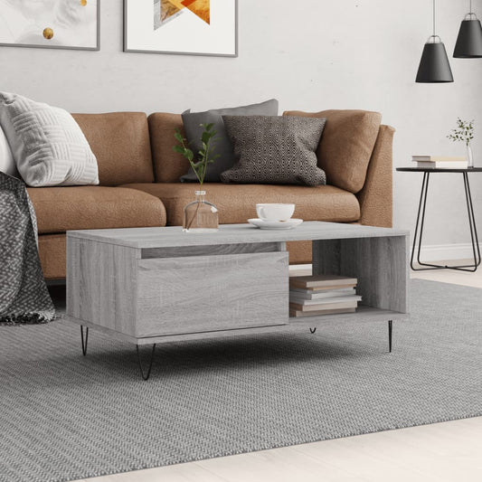Couchtisch Grau Sonoma 90x50x36,5 cm Holzwerkstoff - Pazzar.ch