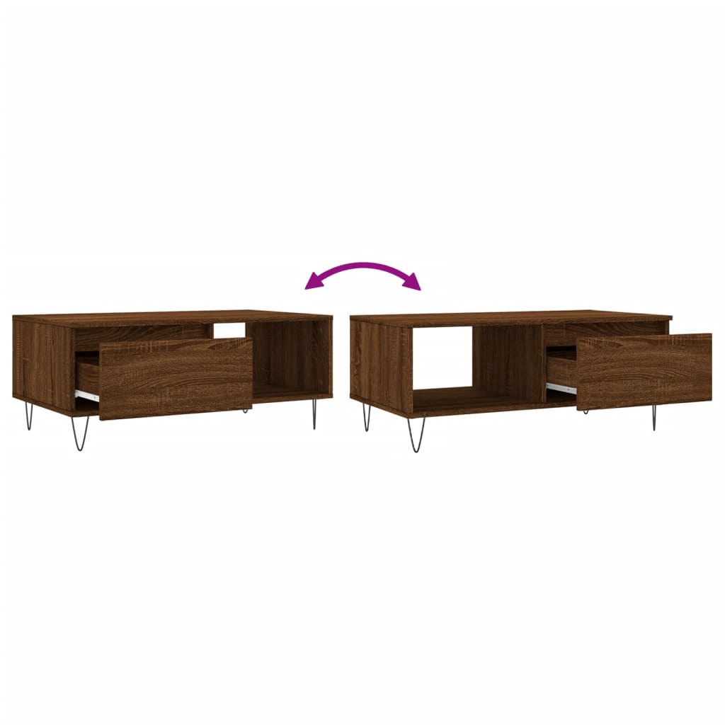 Couchtisch Braun Eichen-Optik 90x50x36,5 cm Holzwerkstoff - Pazzar.ch