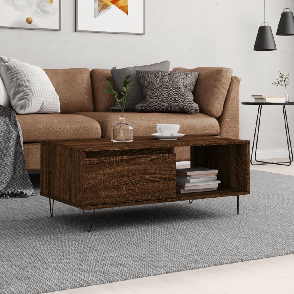 Couchtisch Braun Eichen-Optik 90x50x36,5 cm Holzwerkstoff - Pazzar.ch