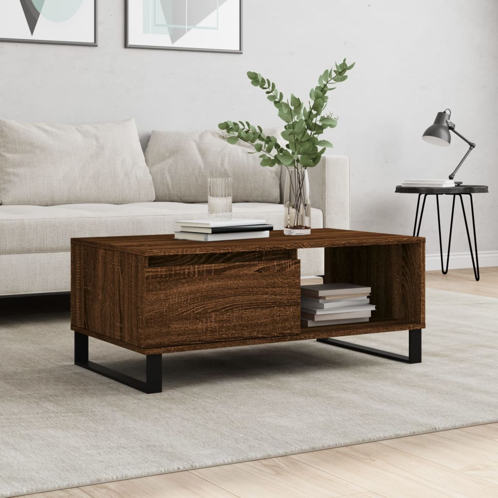 Couchtisch Braun Eichen-Optik 90x50x36,5 cm Holzwerkstoff - Pazzar.ch