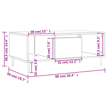 Couchtisch Grau Sonoma 90x50x36,5 cm Holzwerkstoff - Pazzar.ch