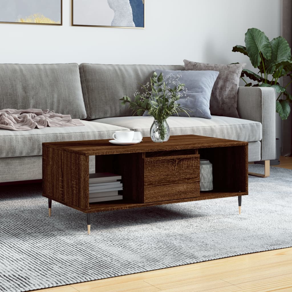 Couchtisch Braun Eichen-Optik 90x50x36,5 cm Holzwerkstoff - Pazzar.ch