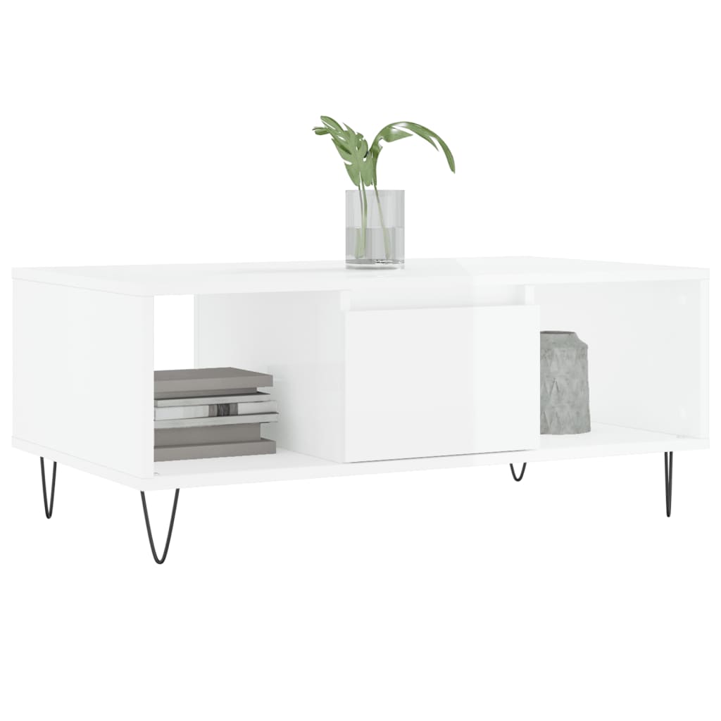 Couchtisch Hochglanz-Weiß 90x50x36,5 cm Holzwerkstoff - Pazzar.ch
