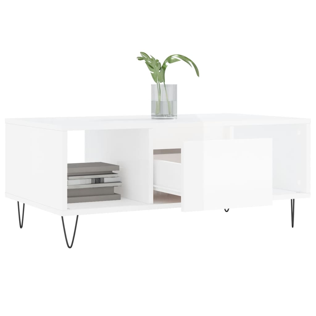 Couchtisch Hochglanz-Weiß 90x50x36,5 cm Holzwerkstoff - Pazzar.ch